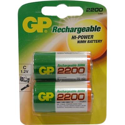 PILA RECARGABLE R-14 NI-MH "GP" 2200 mAh (2 UDS)